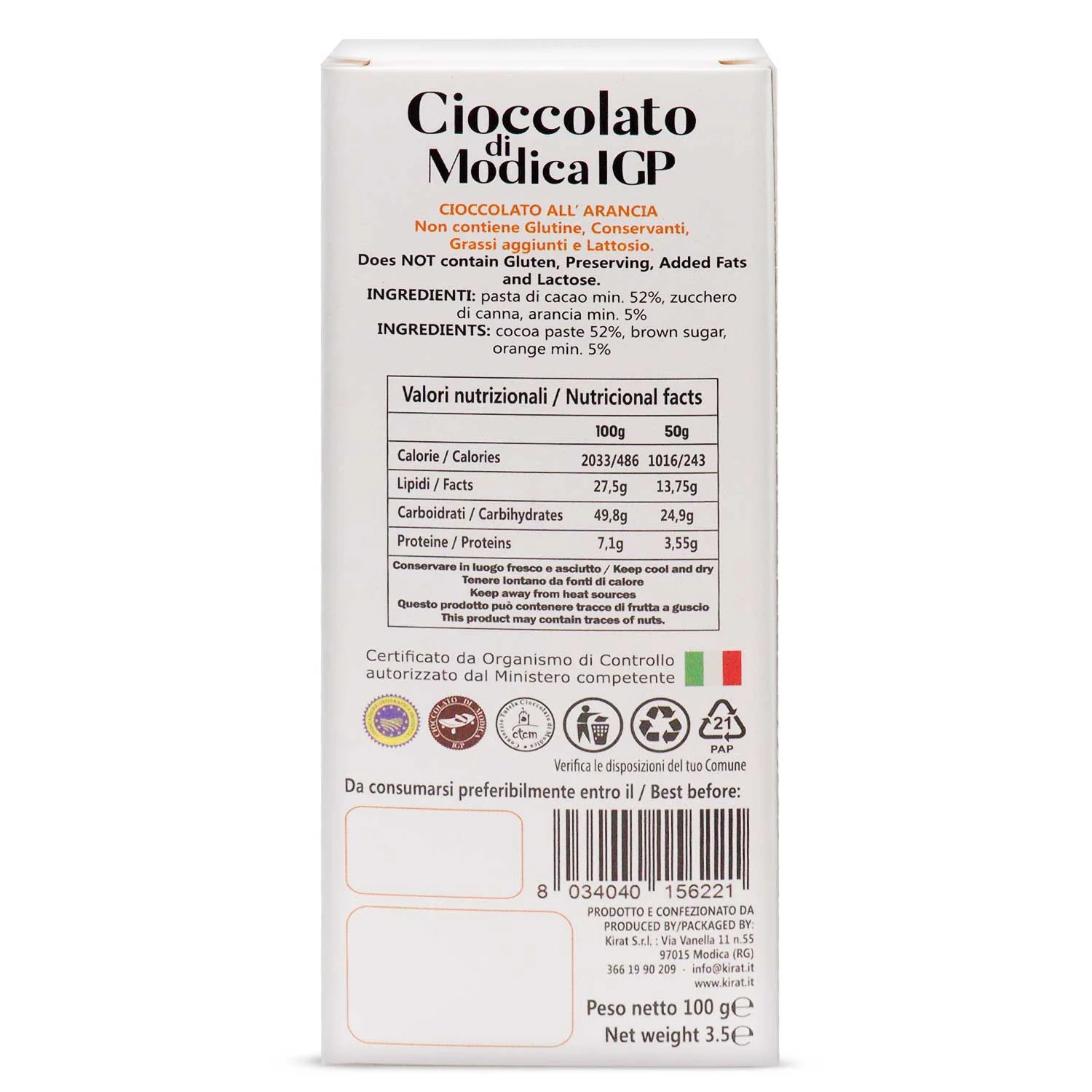 Cioccolato IGP Kirat Arancia 100 gr - immagine 4