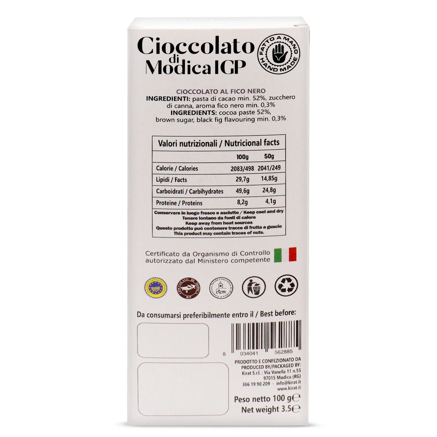 Cioccolato IGP Kirat Fico Nero 100 gr - immagine 4