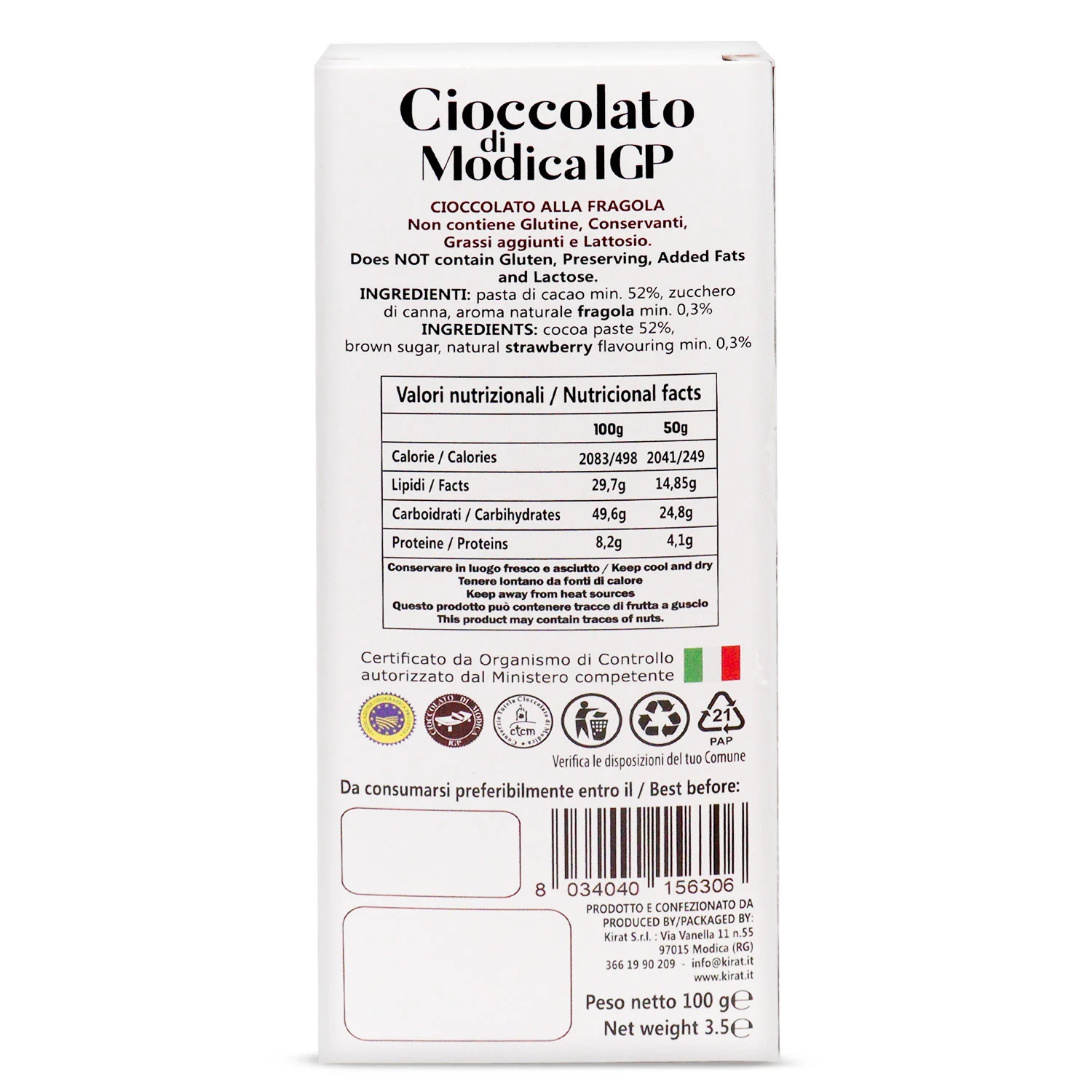 Cioccolato IGP Kirat Fragola 100 gr - immagine 4